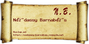Nádassy Barnabás névjegykártya